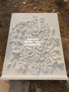 best beautiful flower carving desiign panel on makrana white marble