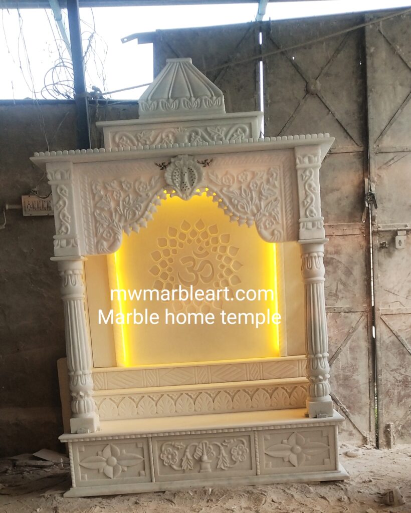 marble carving mandir makrana white